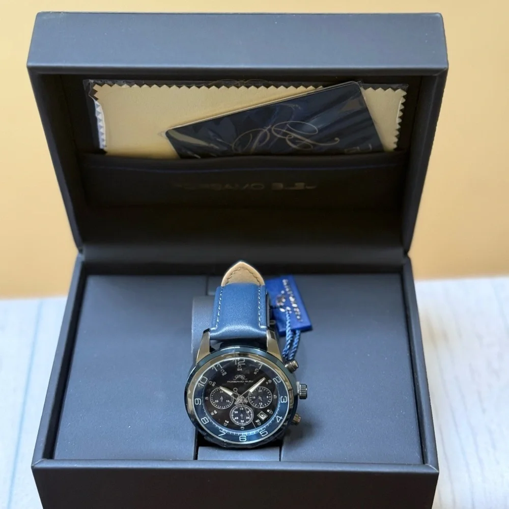 Men’s Arthur Chronograph Leather Strap Watch,  44mm